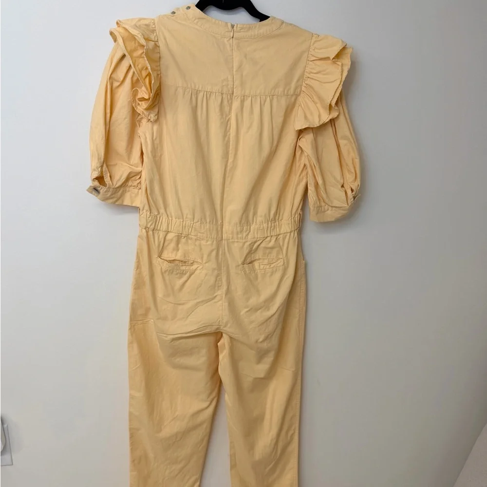 The Truffle Women’s Jumpsuit with Ruffle Detail Yellow Sz M - Picture 2 of 7
